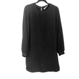 0030 NEW Long Sleeve Black Flowy Mini Dress